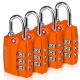 Open Alert Indicator 3 Digit Combination TSA Approved Luggage Lock - Orange - 4 Pack